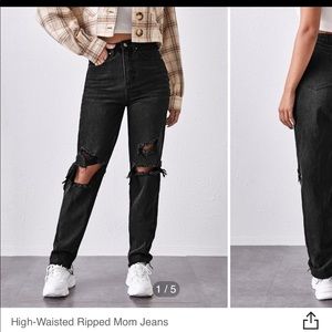 Shein - Black High-waisted Mom Jeans